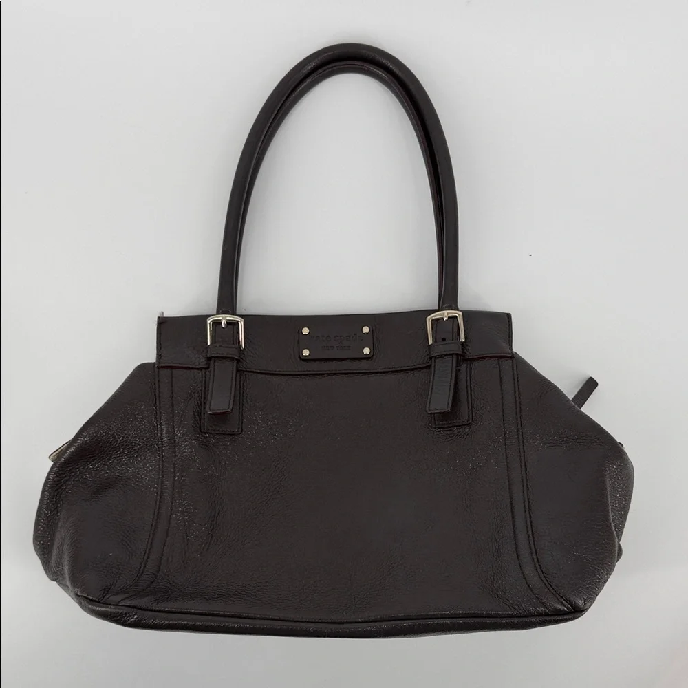 KATE SPADE Dark Chocolate Brown Pebble Leather Shimmer Shoulder Bag